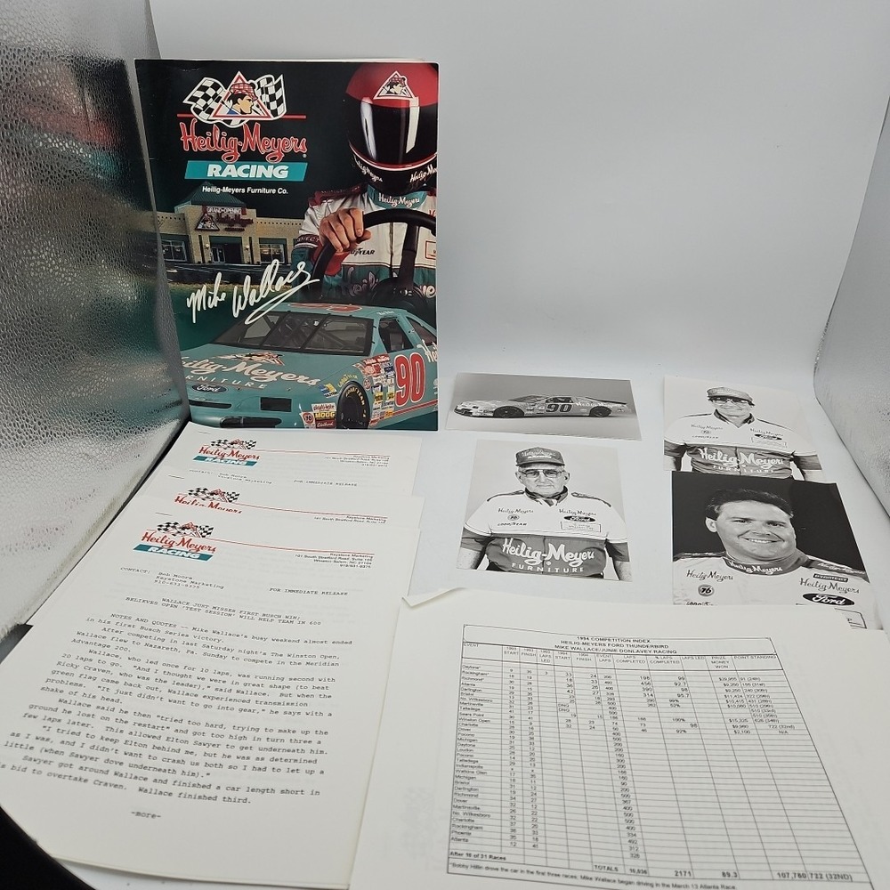 Vintage‎ Nascar Press Kit Heilig-Meyers Racing Mike Wallace Media Guide #90 1994